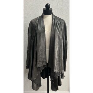 MON-LIZ Paris 80s 90s Silver Silk Satin Blazer France Vintage One Size Lagenlook